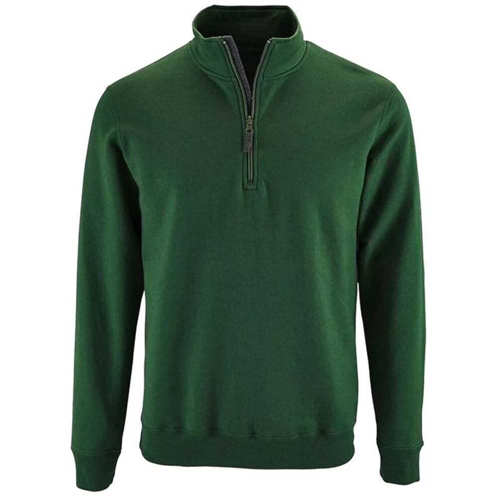 SOLS Mens Stan Contrast Zip Neck Sweatshirt / Bottle Green